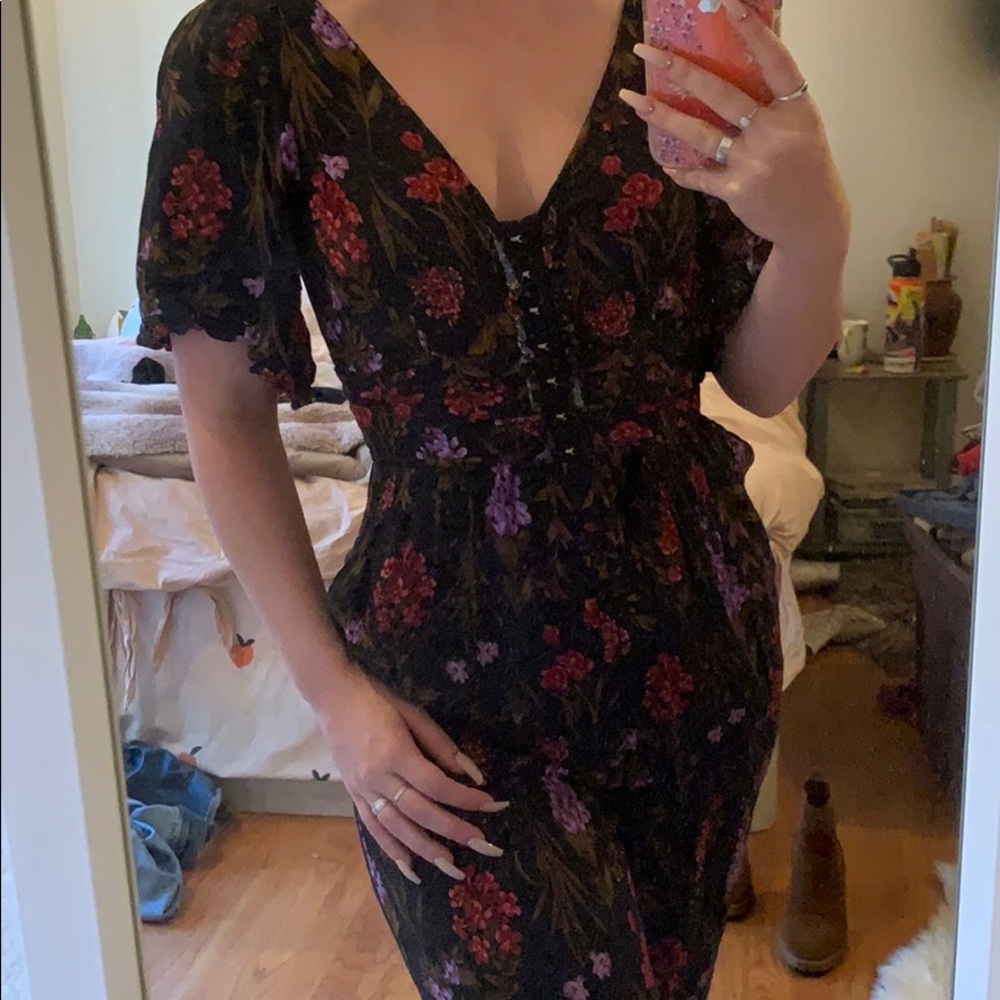 Black with flowers jumpsuit
